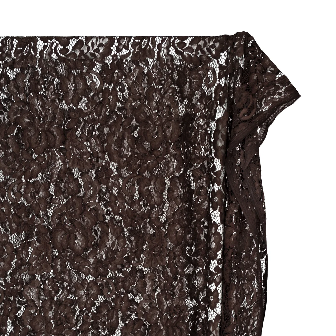 Deadstock Fine Corded Lace - Espresso - 1.4m Panel - Image 4