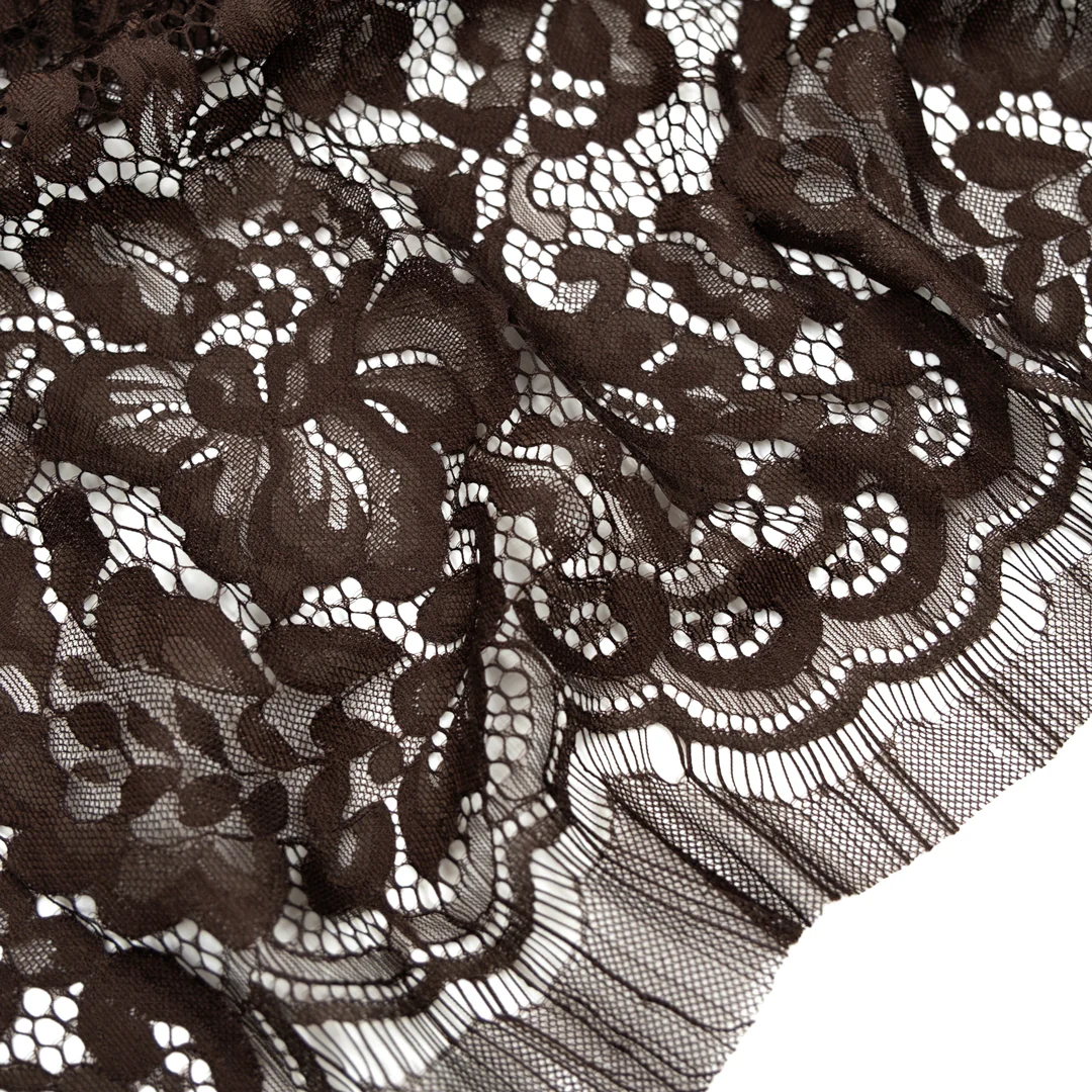 Deadstock Fine Corded Lace - Espresso - 1.4m Panel - Image 5