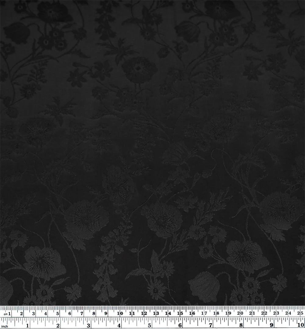 Deadstock Floral Cotton Rayon Satin Jacquard - Black - Image 4