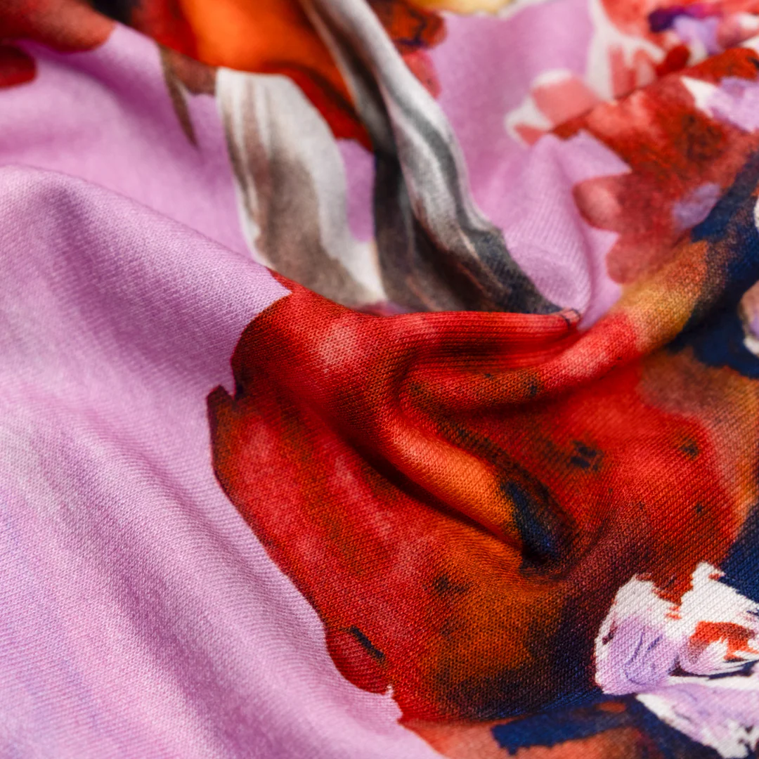 Deadstock Floral Euphoria Viscose Jersey - Candy Pink - Image 3