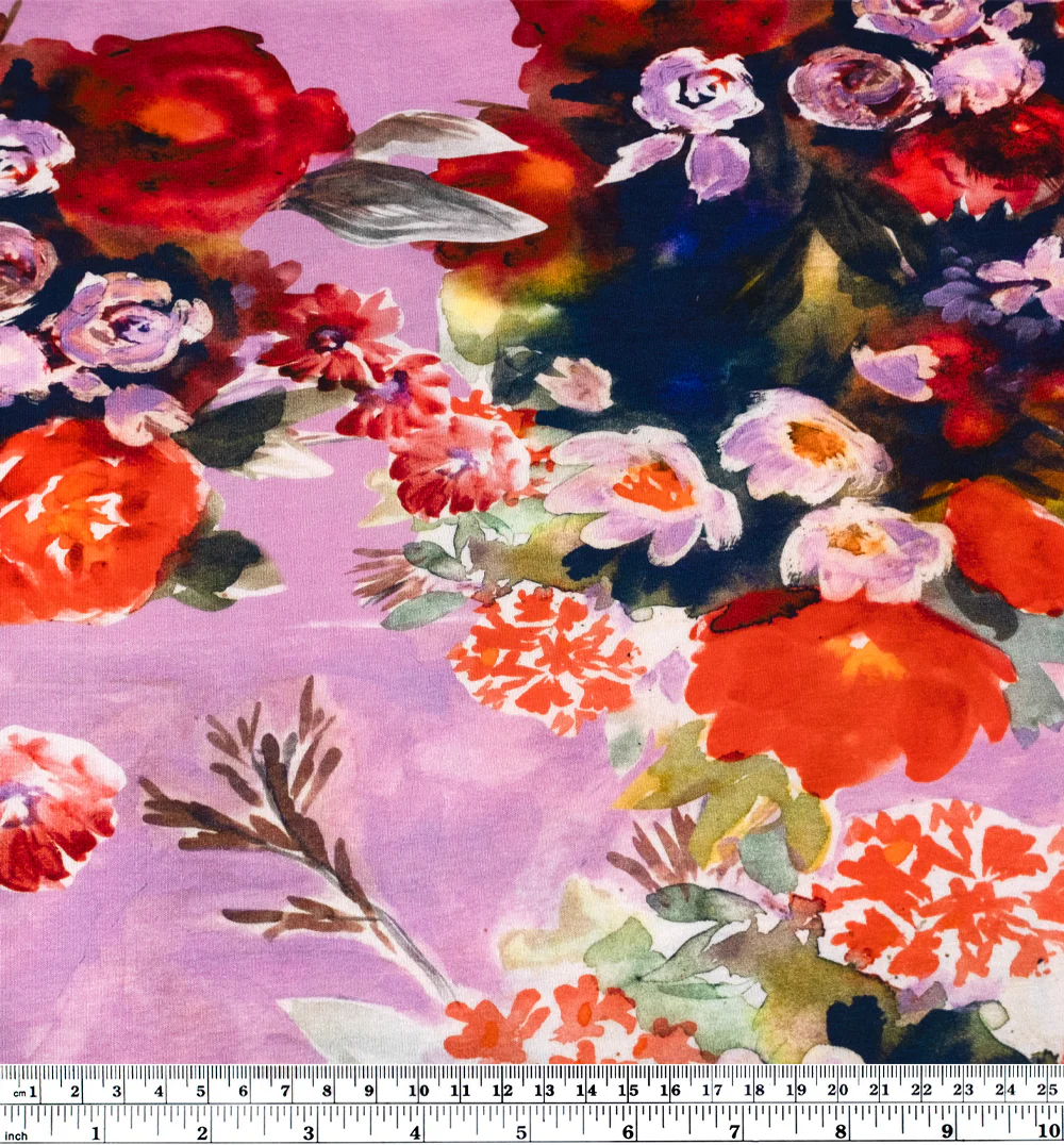 Deadstock Floral Euphoria Viscose Jersey - Candy Pink - Image 4