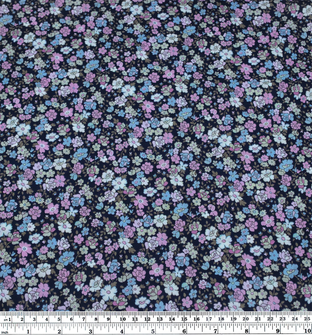 Deadstock Floral Flurry Cotton Lawn - Navy/Candy Floss/Sky - Image 3