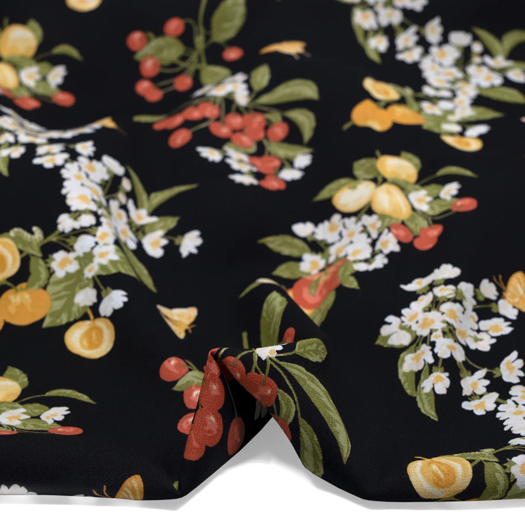 Deadstock Fruit Medley Viscose Crepe - Black/Multi - Image 3