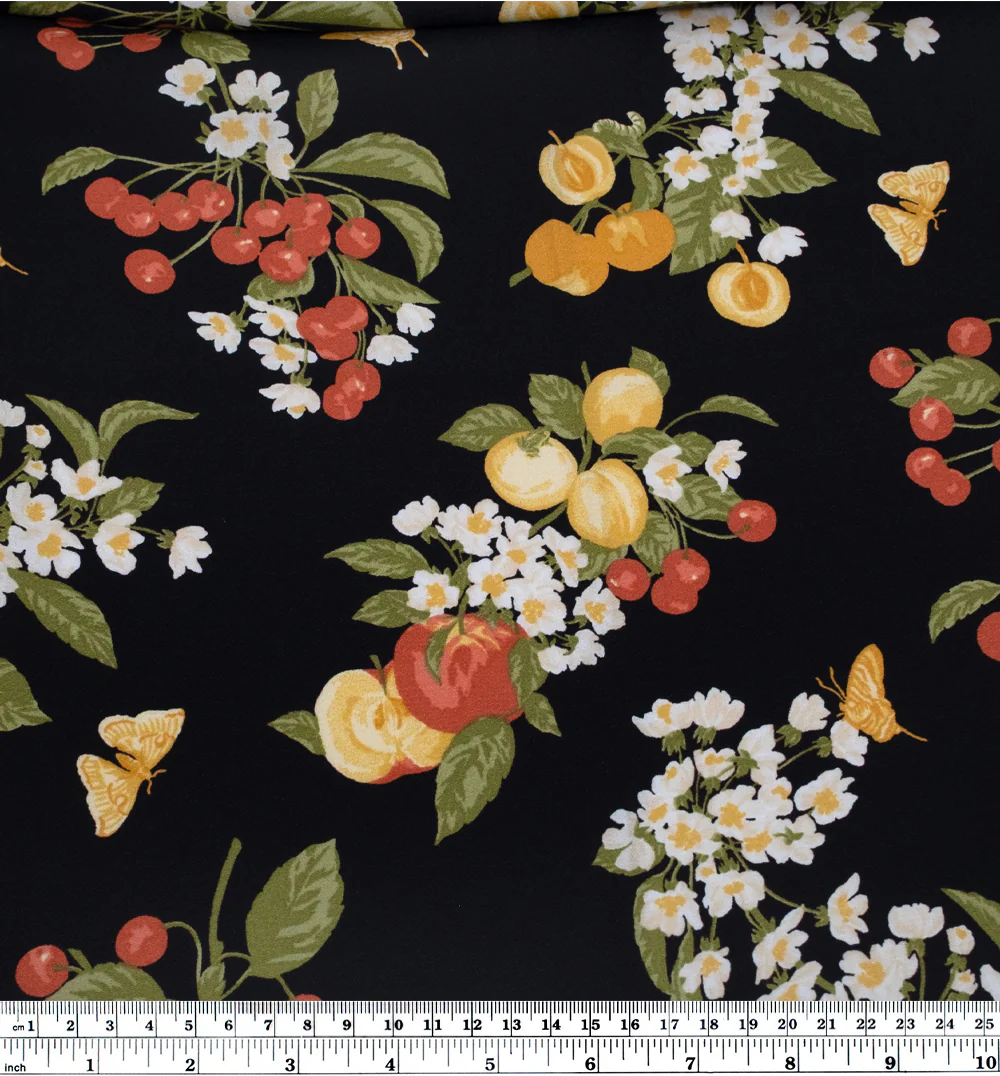 Deadstock Fruit Medley Viscose Crepe - Black/Multi - Image 4