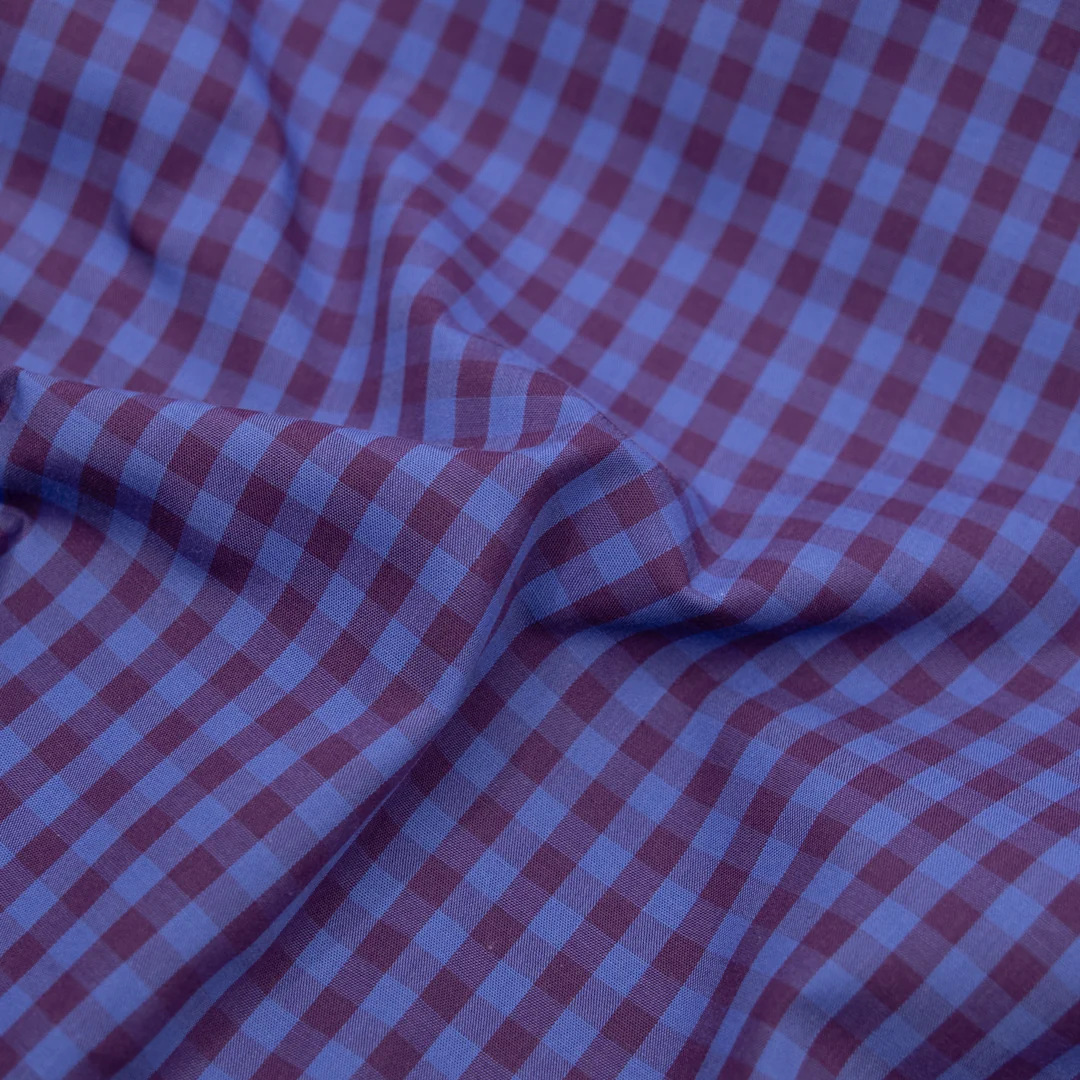 Deadstock Gingham Cotton Shirting - Ocean/Currant