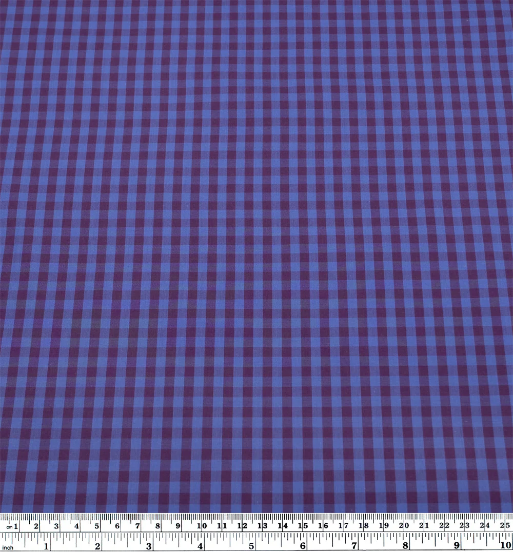Deadstock Gingham Cotton Shirting - Ocean/Currant - Image 3