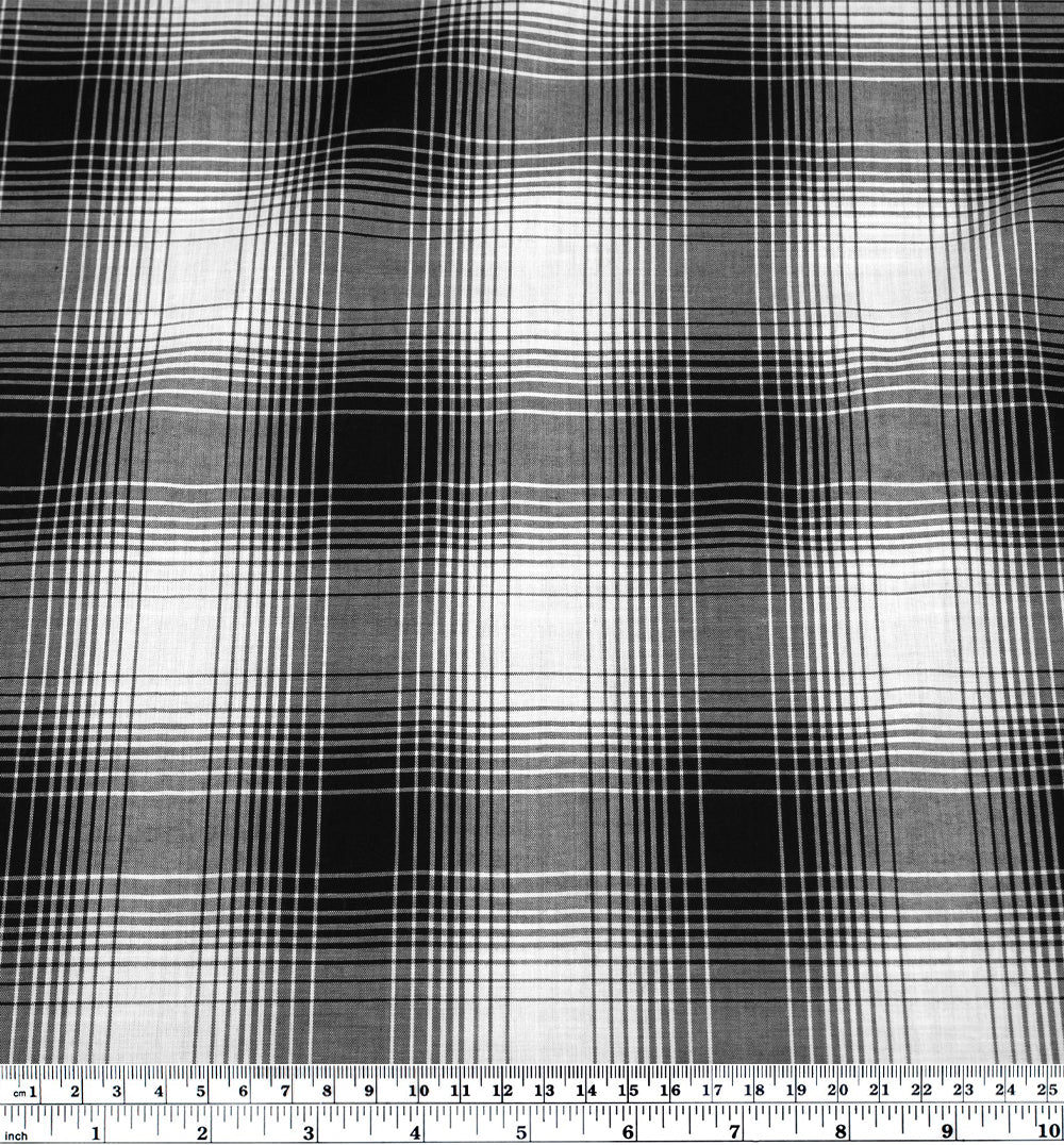 Deadstock Gradient Plaid Cotton Modal Shirting - Black/White - Image 3