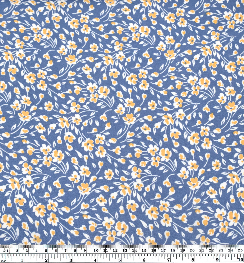 Deadstock Harmony Viscose Georgette - Bluestone/Buttercup - Image 4