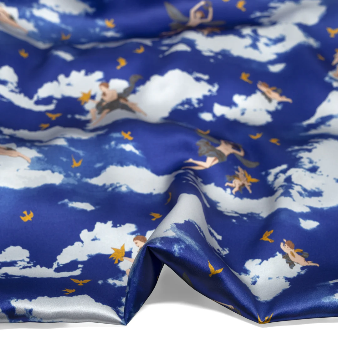 Deadstock Heavenly Skies Silk Charmeuse - Sapphire/Multi - Image 3