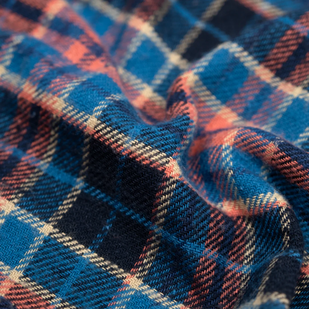 Deadstock Japanese Cotton Flannel - Bluebird/Guava