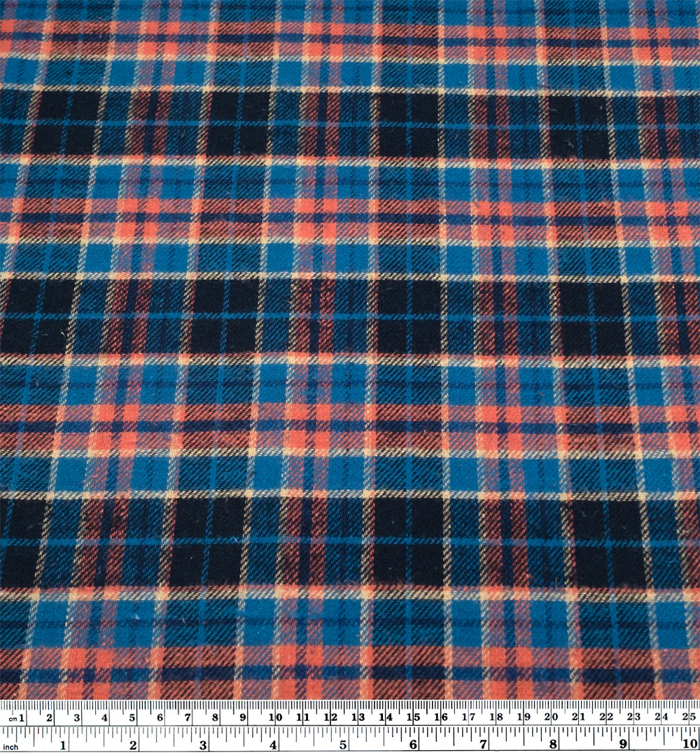 Deadstock Japanese Cotton Flannel - Bluebird/Guava - Image 3