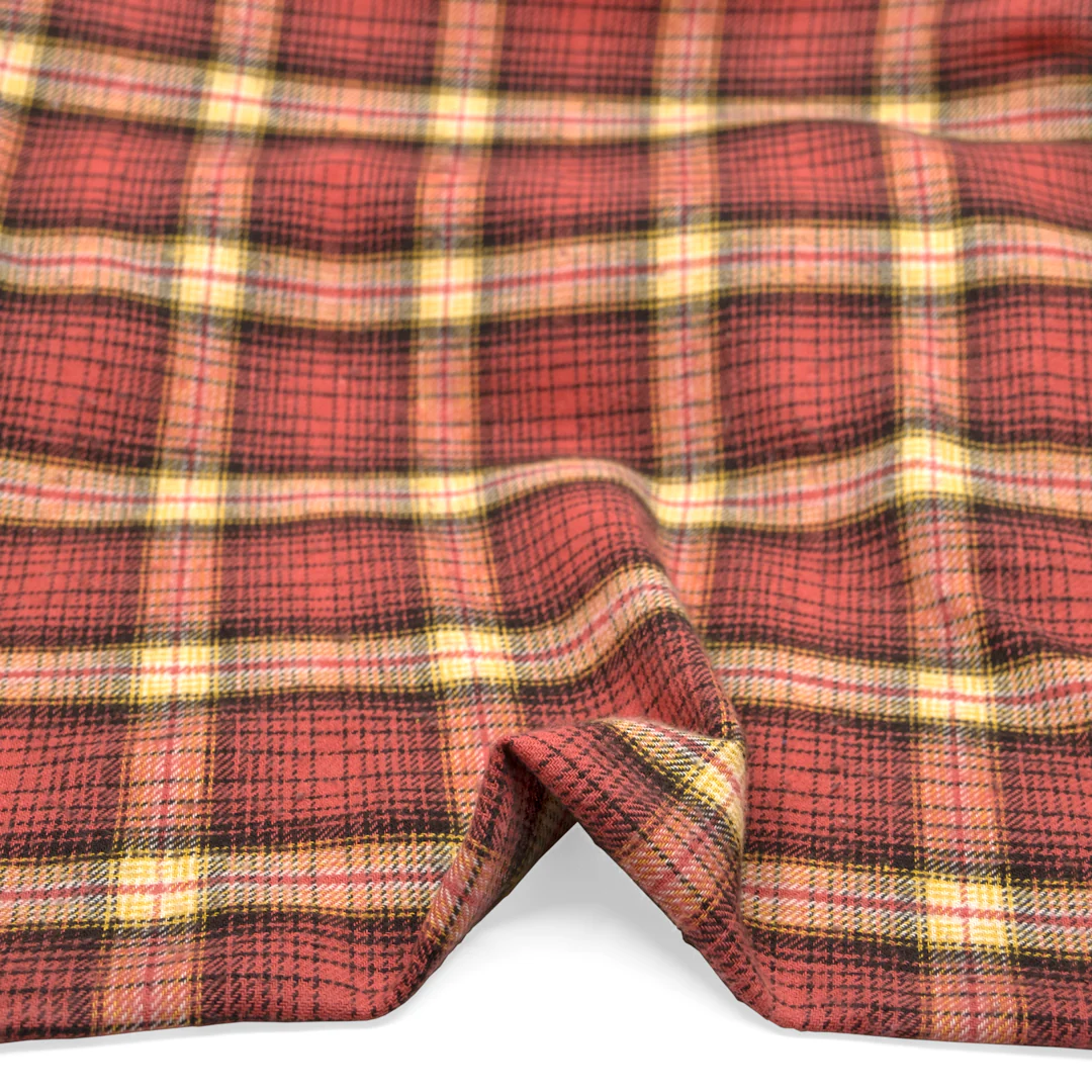 Deadstock Japanese Cotton Flannel - Deep Coral/Fudge - Image 2