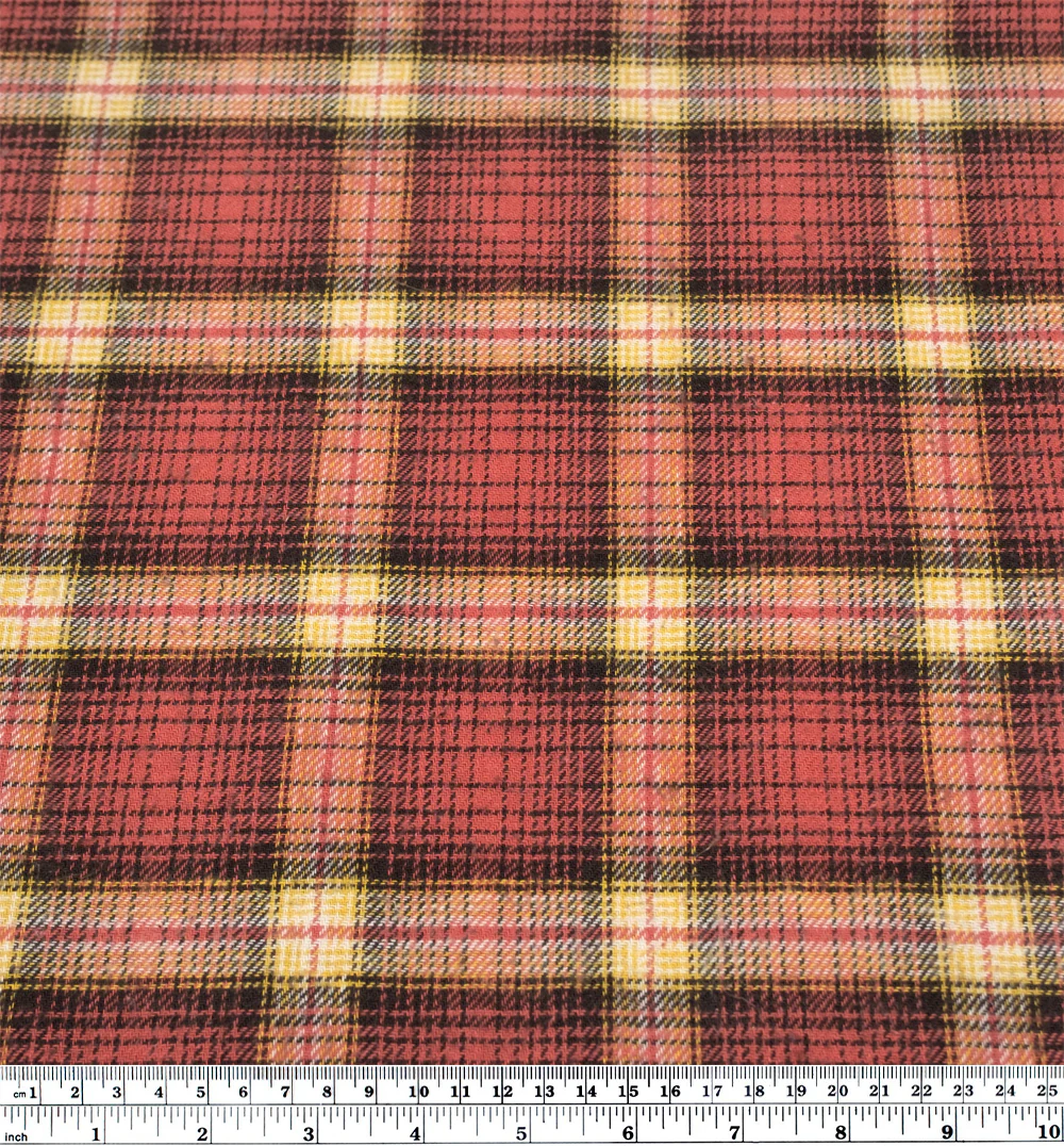 Deadstock Japanese Cotton Flannel - Deep Coral/Fudge - Image 3