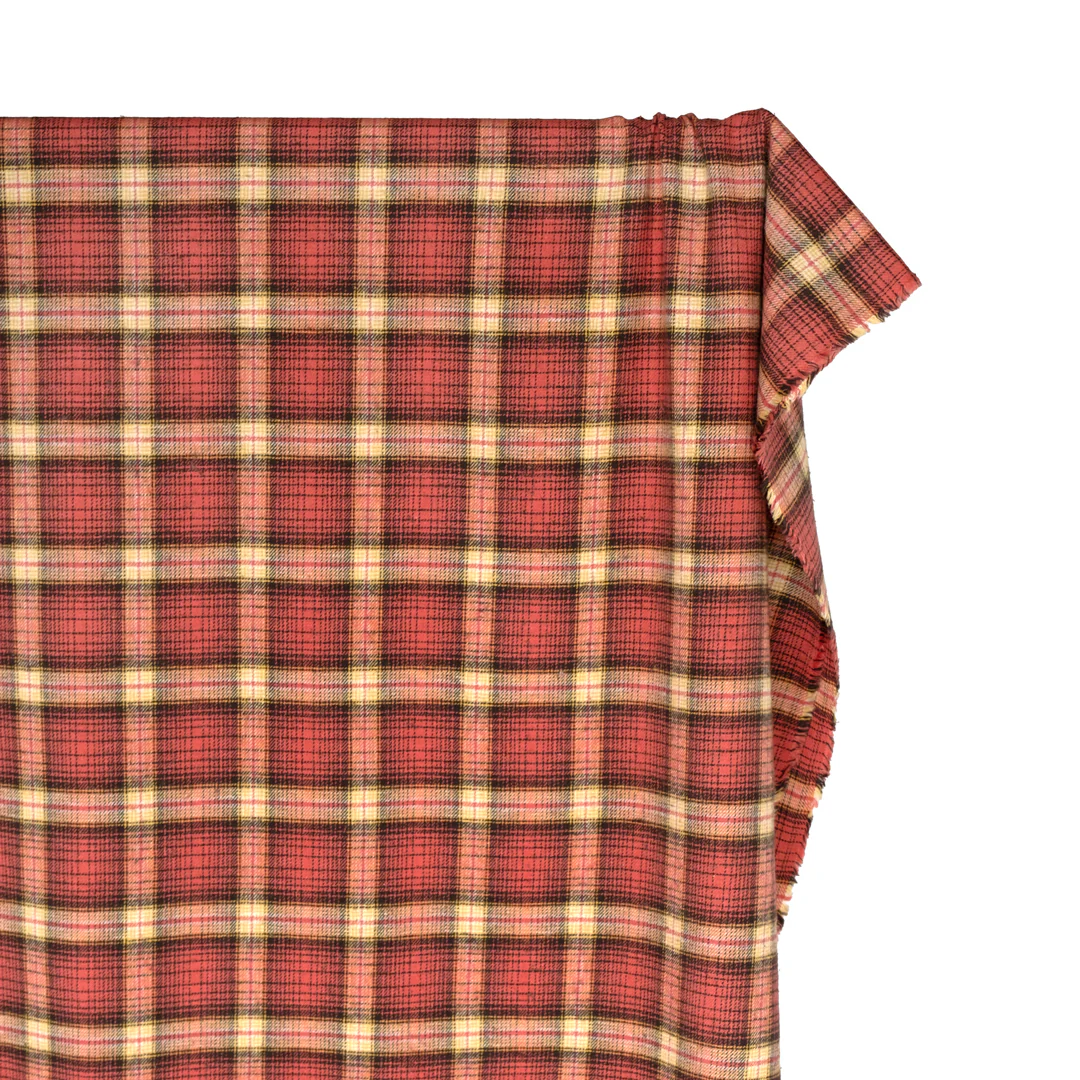 Deadstock Japanese Cotton Flannel - Deep Coral/Fudge - Image 4