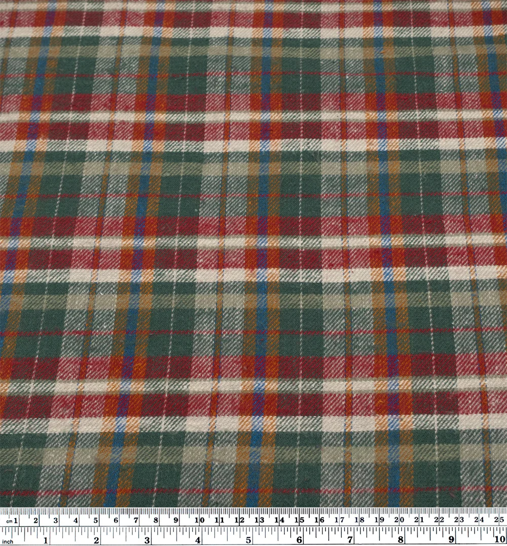 Deadstock Japanese Cotton Flannel - Jasper/Teak/Crimson - Image 3