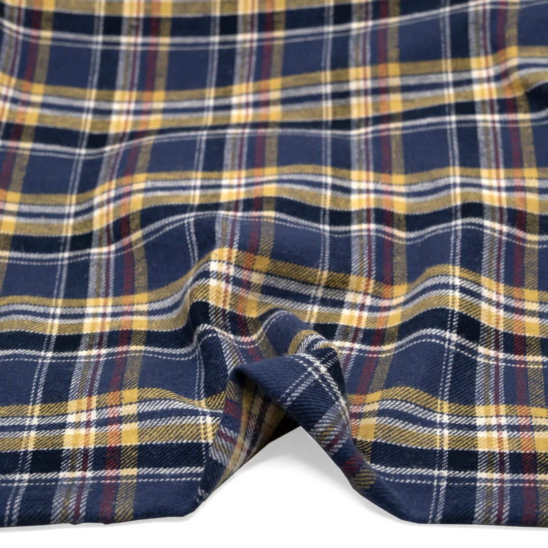 Deadstock Japanese Cotton Flannel - Vintage Navy/Wheat - Image 2