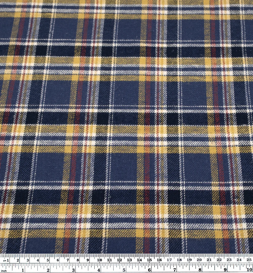 Deadstock Japanese Cotton Flannel - Vintage Navy/Wheat - Image 3