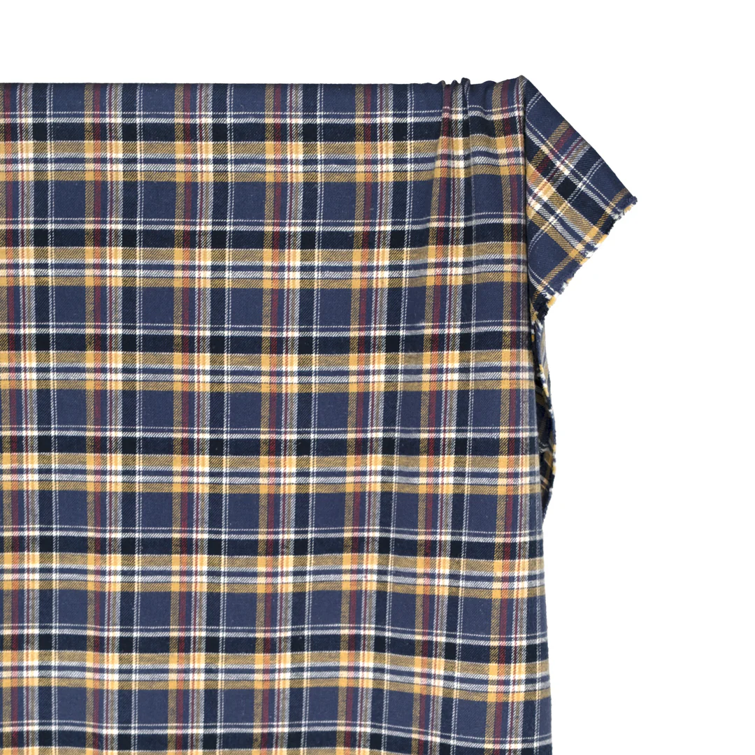 Deadstock Japanese Cotton Flannel - Vintage Navy/Wheat - Image 4