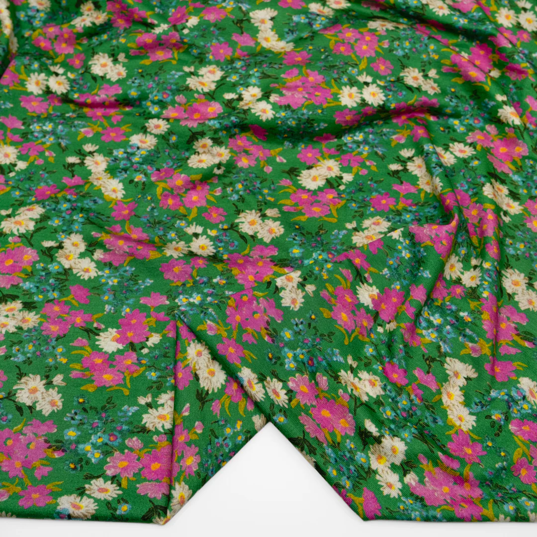 Deadstock Meadow Mirage Viscose Jersey - Kelly Green