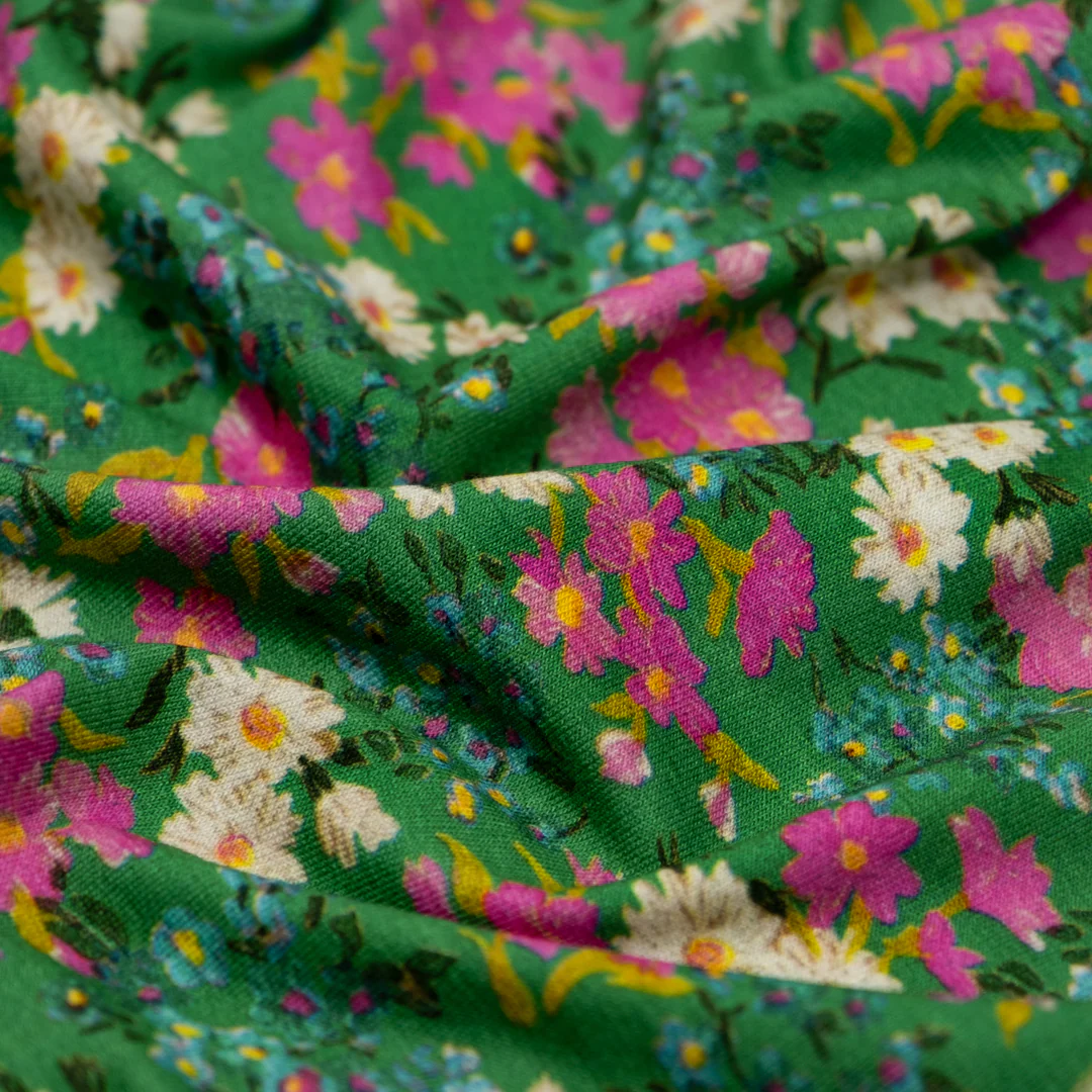 Deadstock Meadow Mirage Viscose Jersey - Kelly Green - Image 3