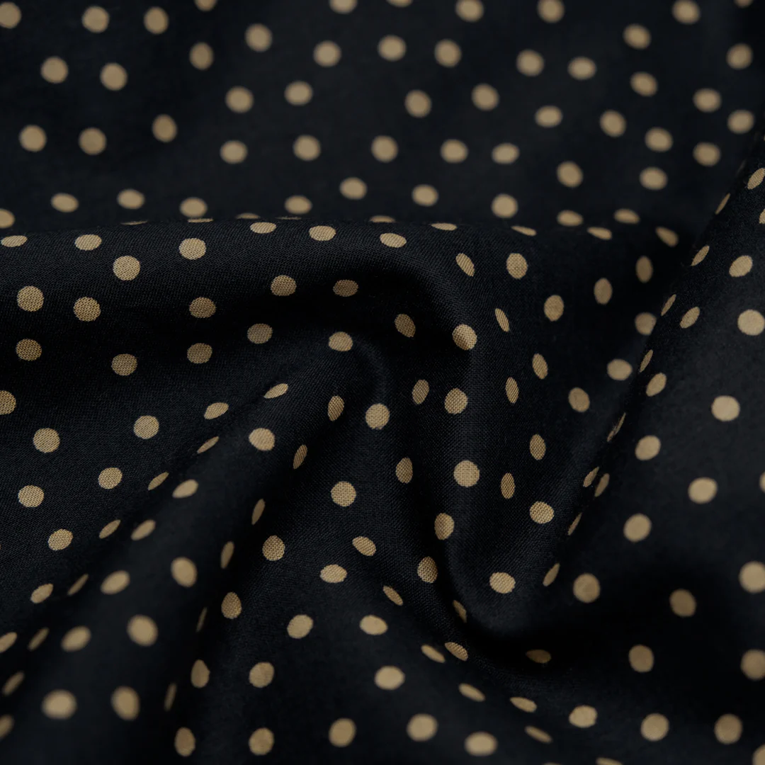 Deadstock Micro Dots Cotton Lawn - Black/Cumin