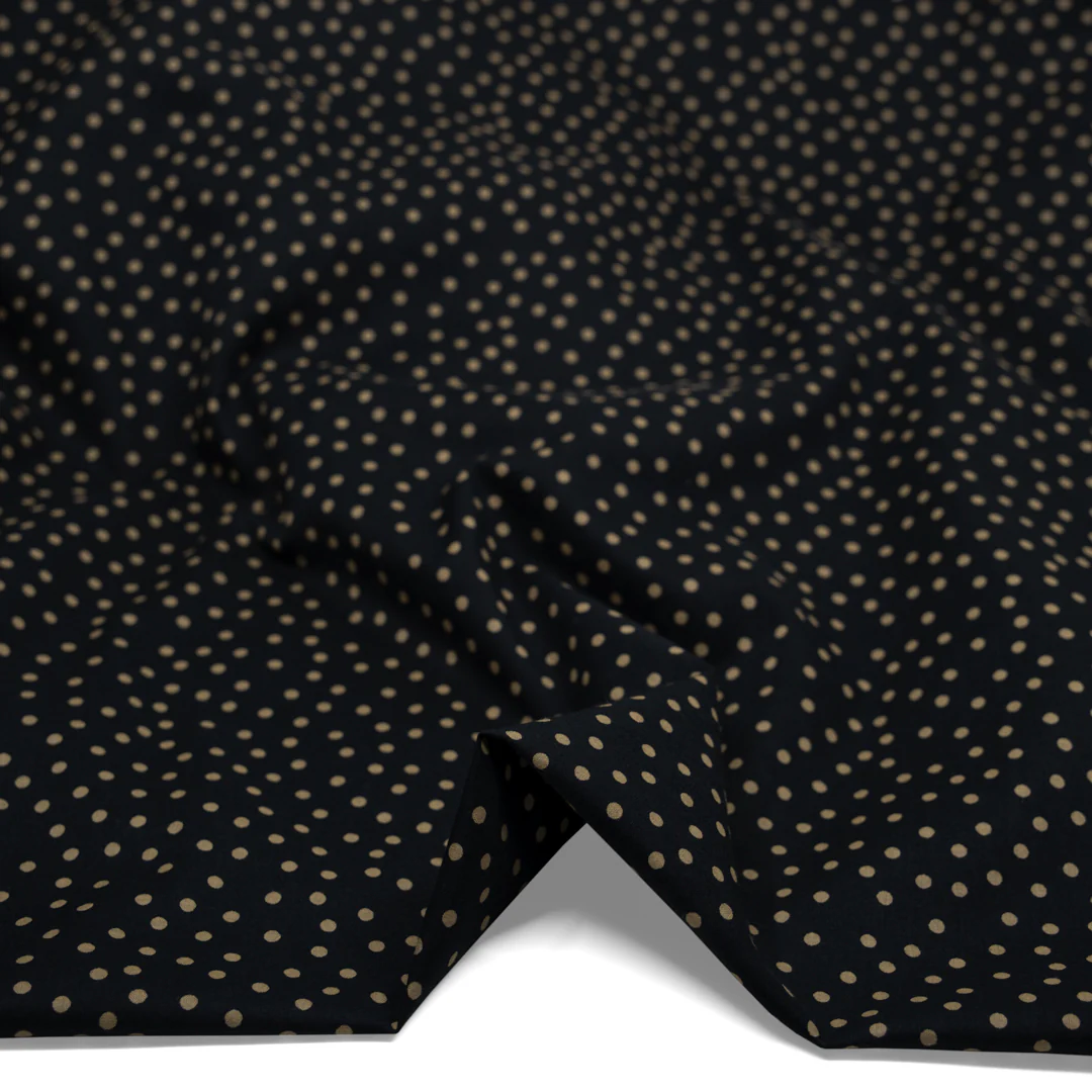 Deadstock Micro Dots Cotton Lawn - Black/Cumin - Image 2