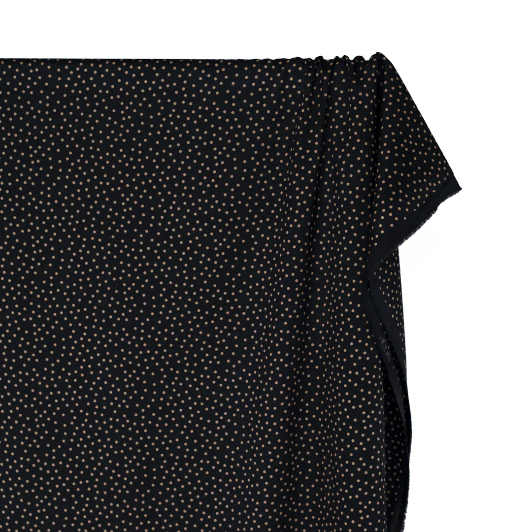 Deadstock Micro Dots Cotton Lawn - Black/Cumin - Image 4