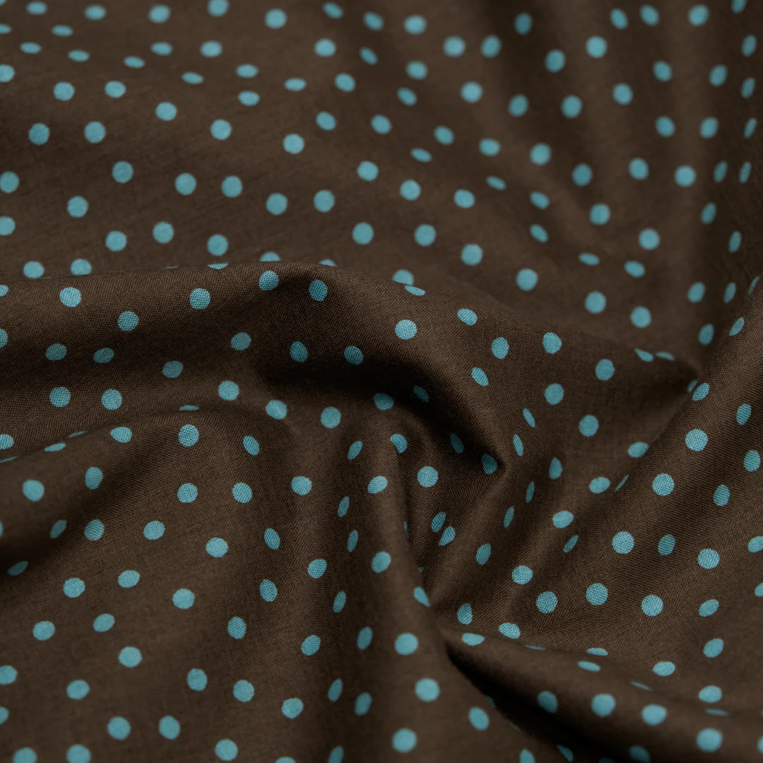Deadstock Micro Dots Cotton Lawn - Umber/Aqua