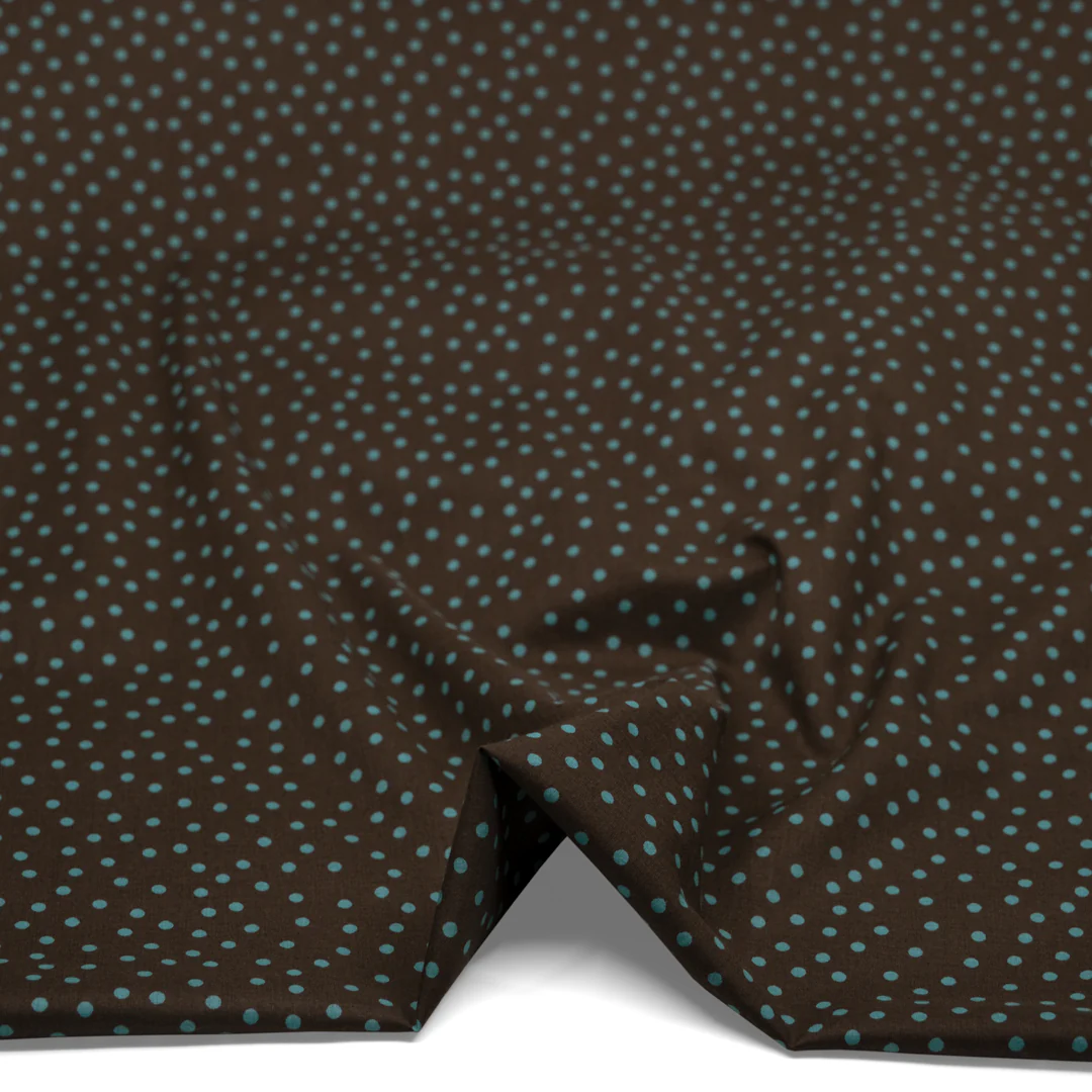 Deadstock Micro Dots Cotton Lawn - Umber/Aqua - Image 2