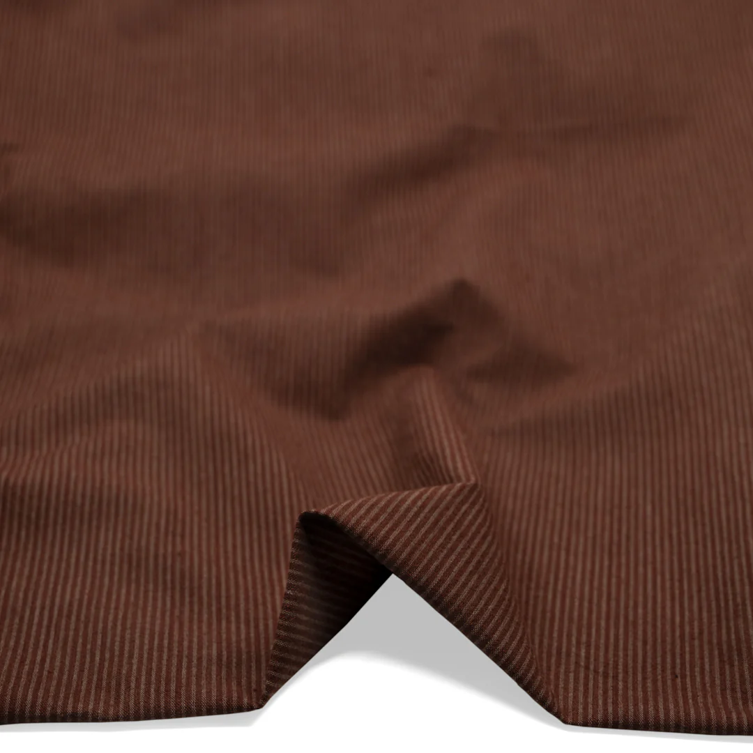 Deadstock Micro Stripe Yarn Dyed Cotton - Red Wine - Image 3
