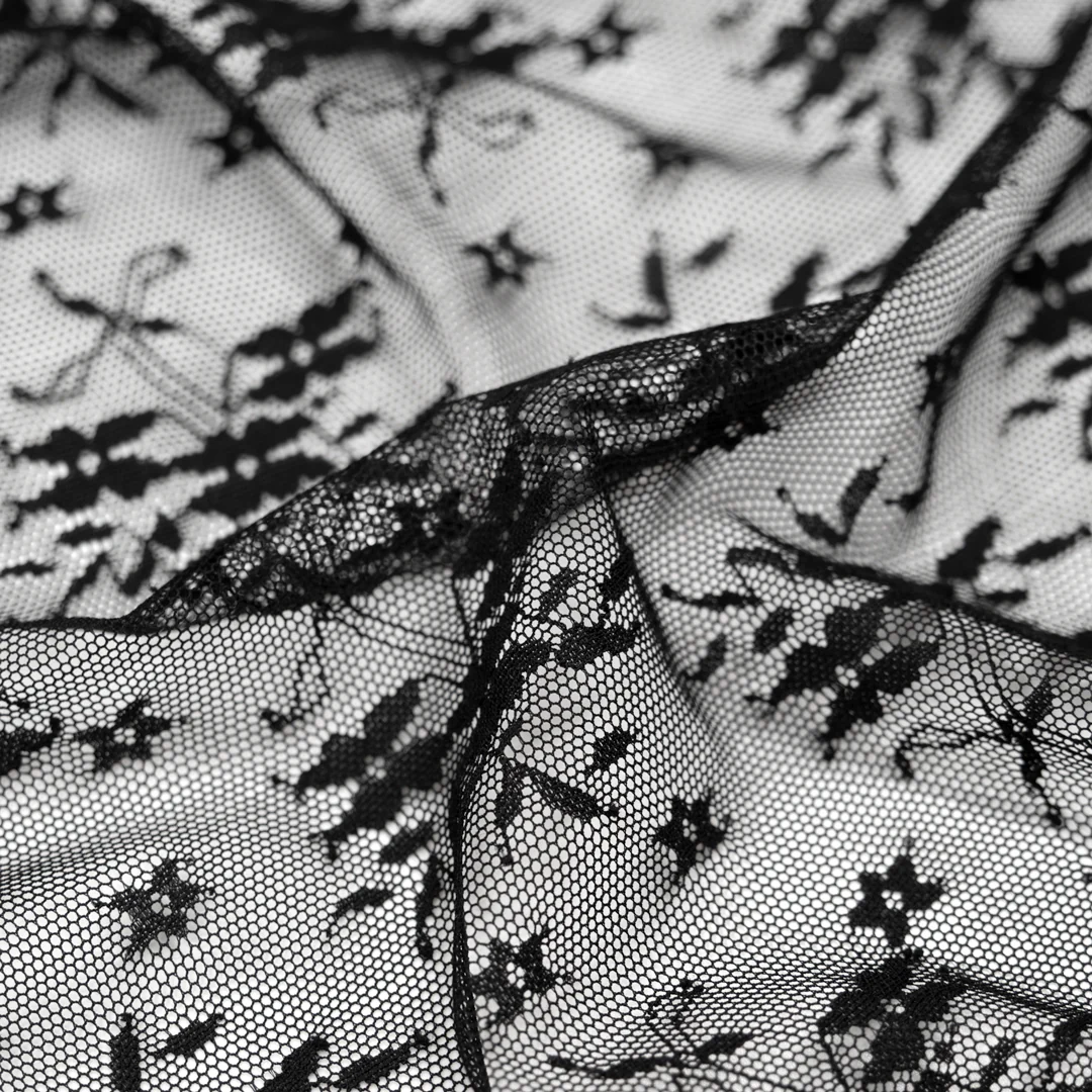 Deadstock Onyx Mesh Lace - Black