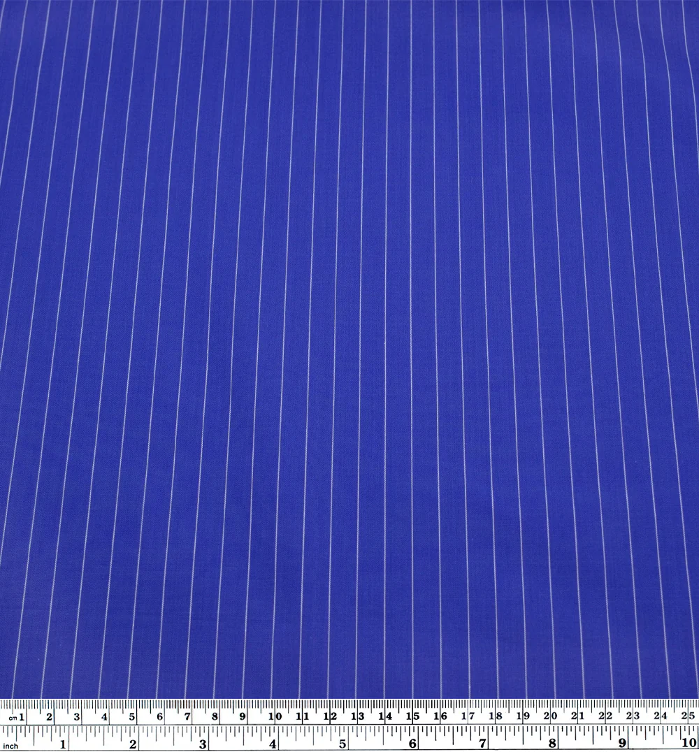 Deadstock Pinstripe Cotton Shirting - Cobalt - Image 4