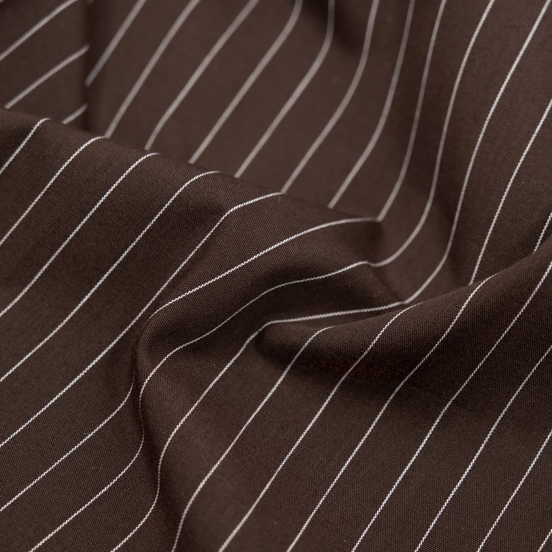 Deadstock Pinstripe Cotton Shirting - Java
