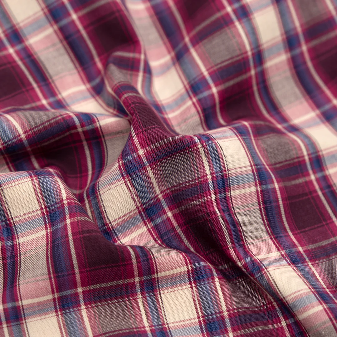 Deadstock Plaid Cotton Shirting - Jam/Shell
