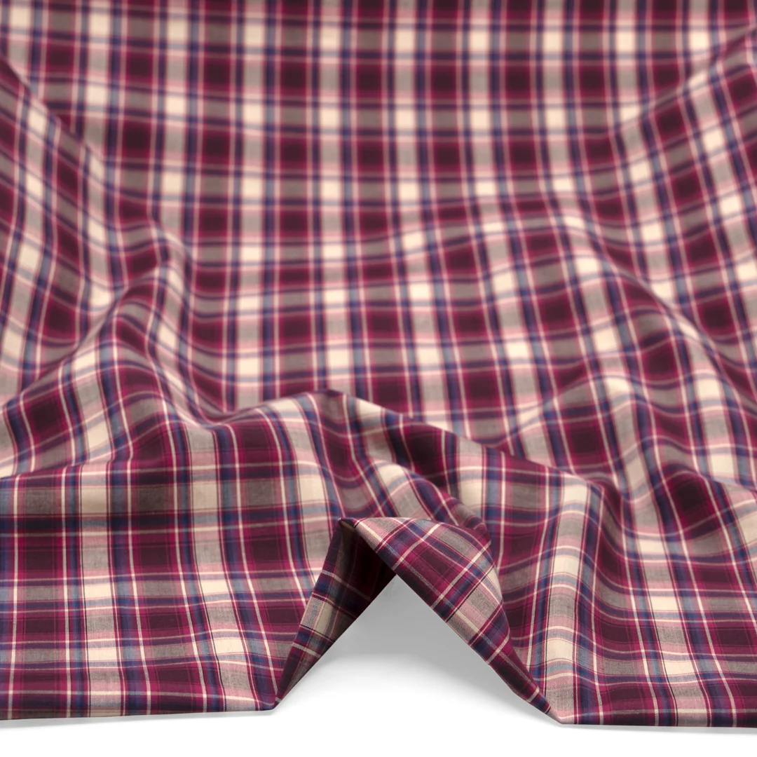 Deadstock Plaid Cotton Shirting - Jam/Shell - Image 2