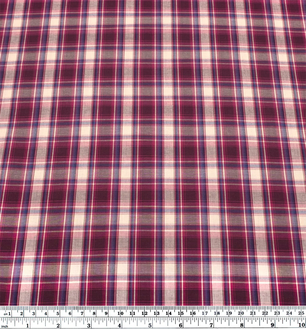 Deadstock Plaid Cotton Shirting - Jam/Shell - Image 3