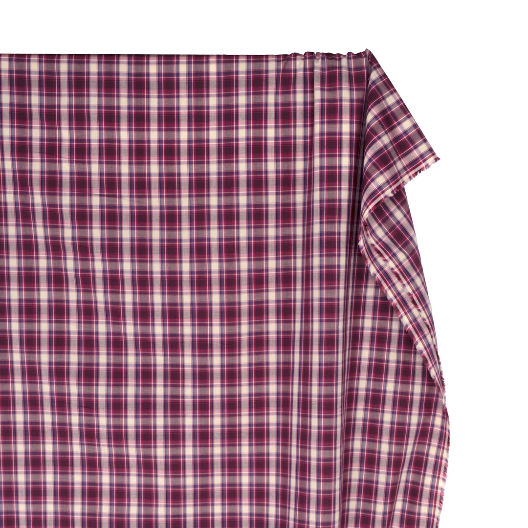 Deadstock Plaid Cotton Shirting - Jam/Shell - Image 4