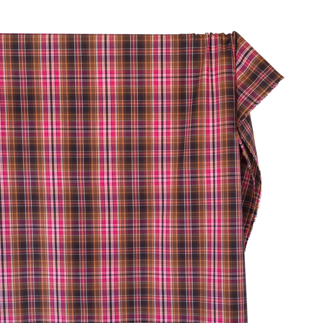 Deadstock Plaid Cotton Shirting - Popsicle/Chocolate - Image 4