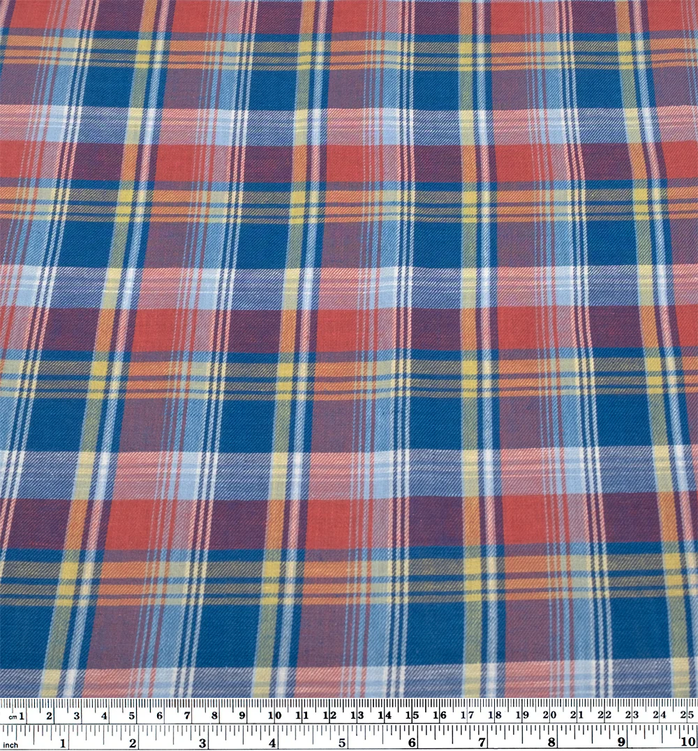 Deadstock Plaid Lightweight Cotton Linen Twill - Marlin - Image 3