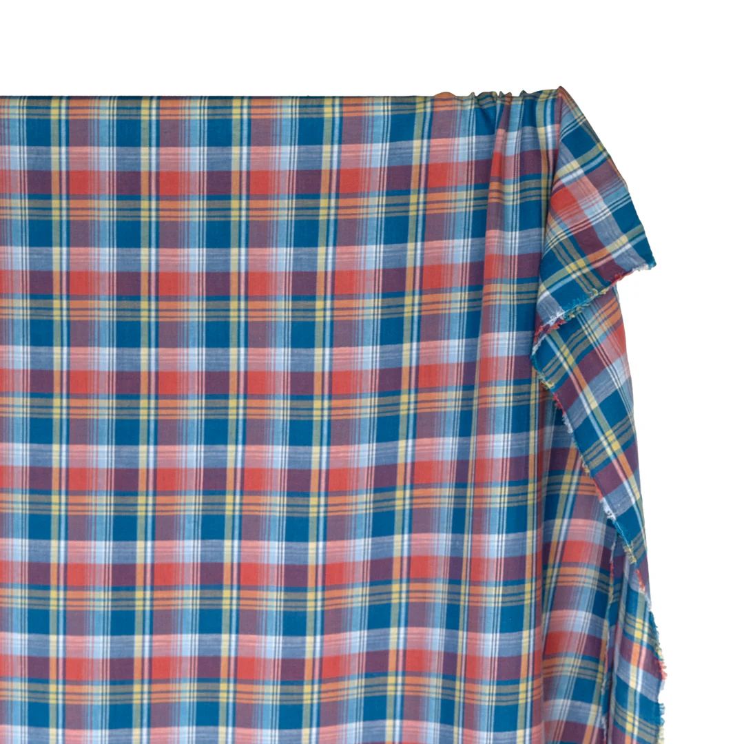 Deadstock Plaid Lightweight Cotton Linen Twill - Marlin - Image 4