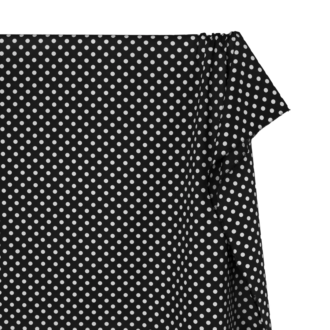 Deadstock Polka Dot Cotton Lawn - Black/White - Image 4