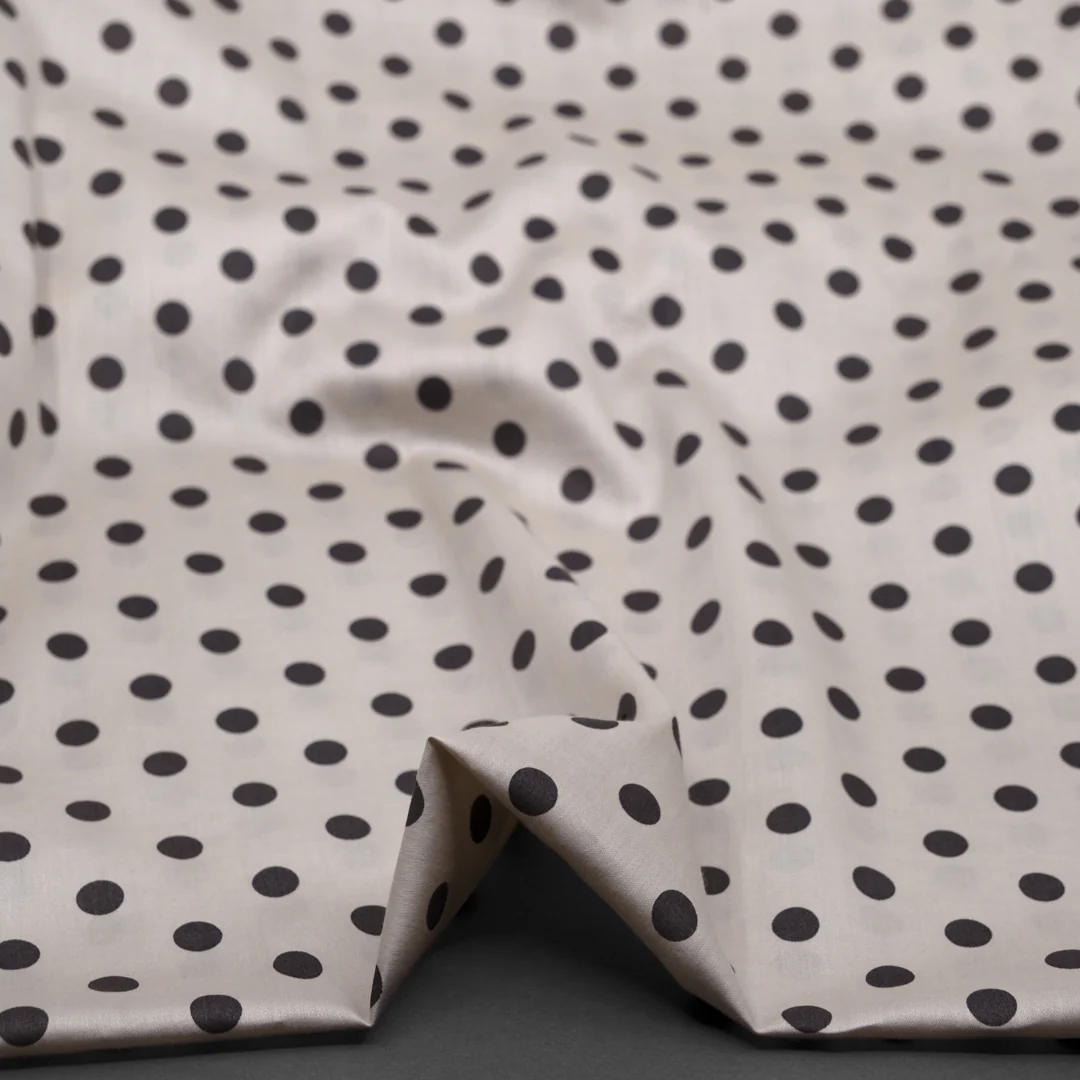 Deadstock Polka Dot Cotton Sateen - Salt/Charcoal - Image 2