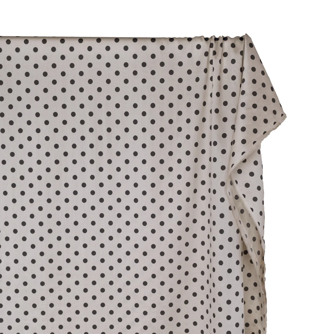 Deadstock Polka Dot Cotton Sateen - Salt/Charcoal - Image 4