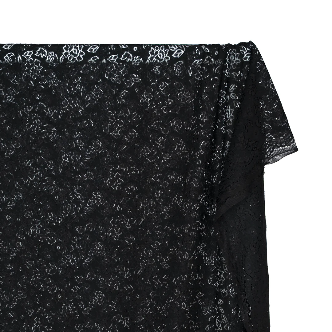 Deadstock Rosebush Cotton Nylon Lace - Black - Image 4