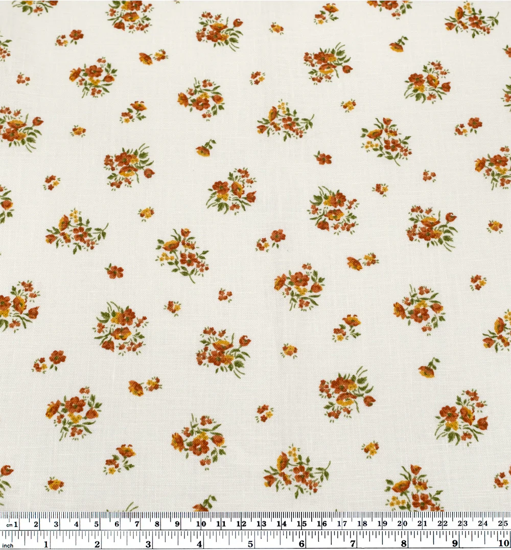 Deadstock Seedling Linen - White/Tangerine - Image 3