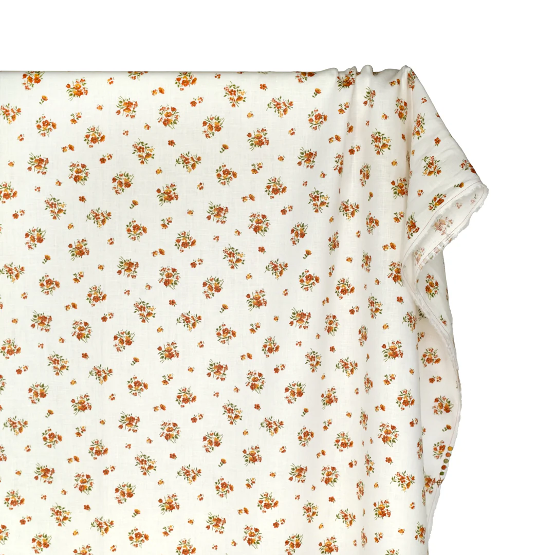 Deadstock Seedling Linen - White/Tangerine - Image 4