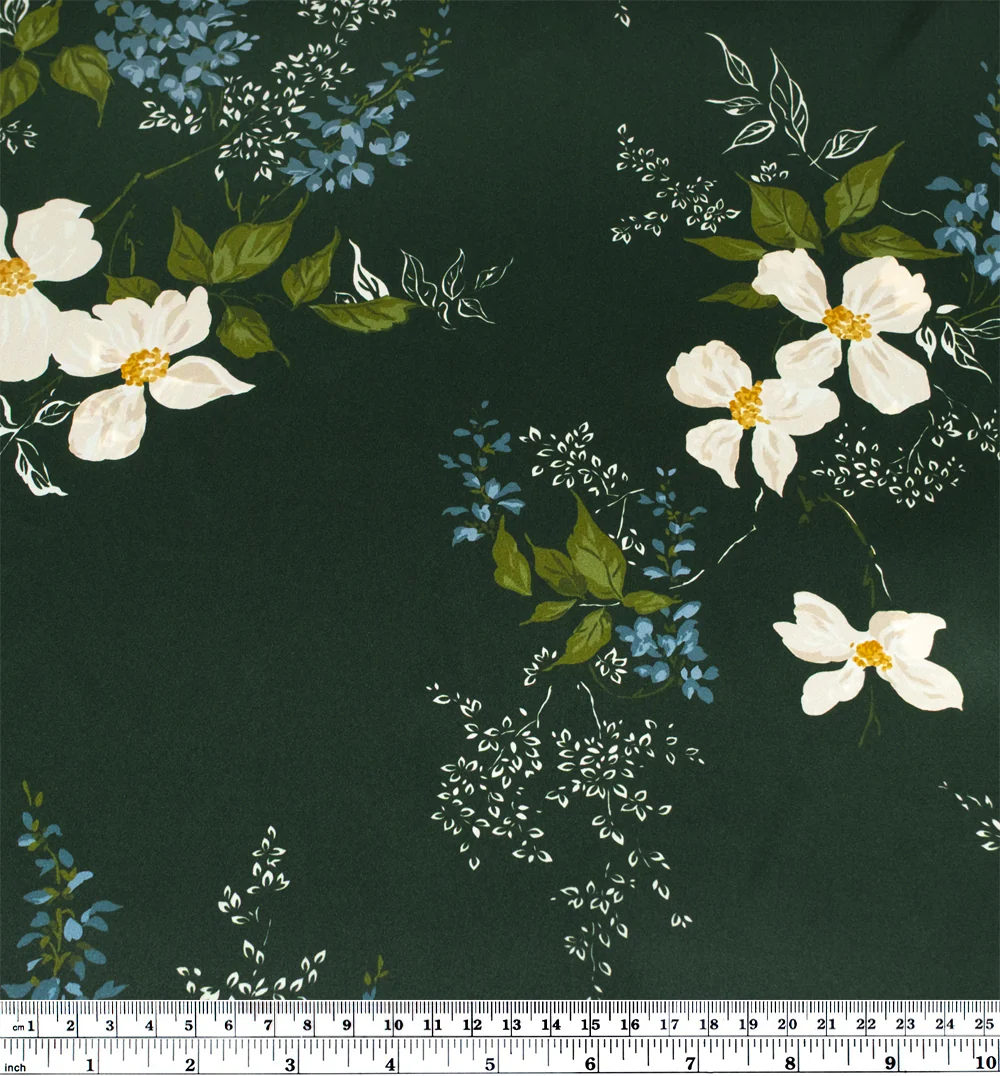 Deadstock Soirée Silk Charmeuse - Forest/Parchment - Image 4