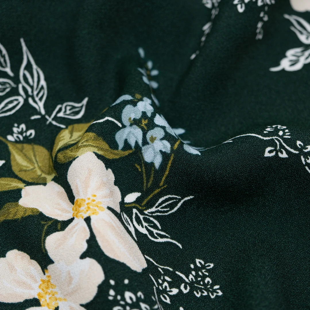 Deadstock Soirée Viscose Crepe - Forest/Parchment
