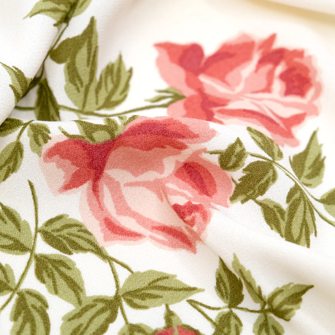 Deadstock Sonata Viscose Crepe - White/Rose