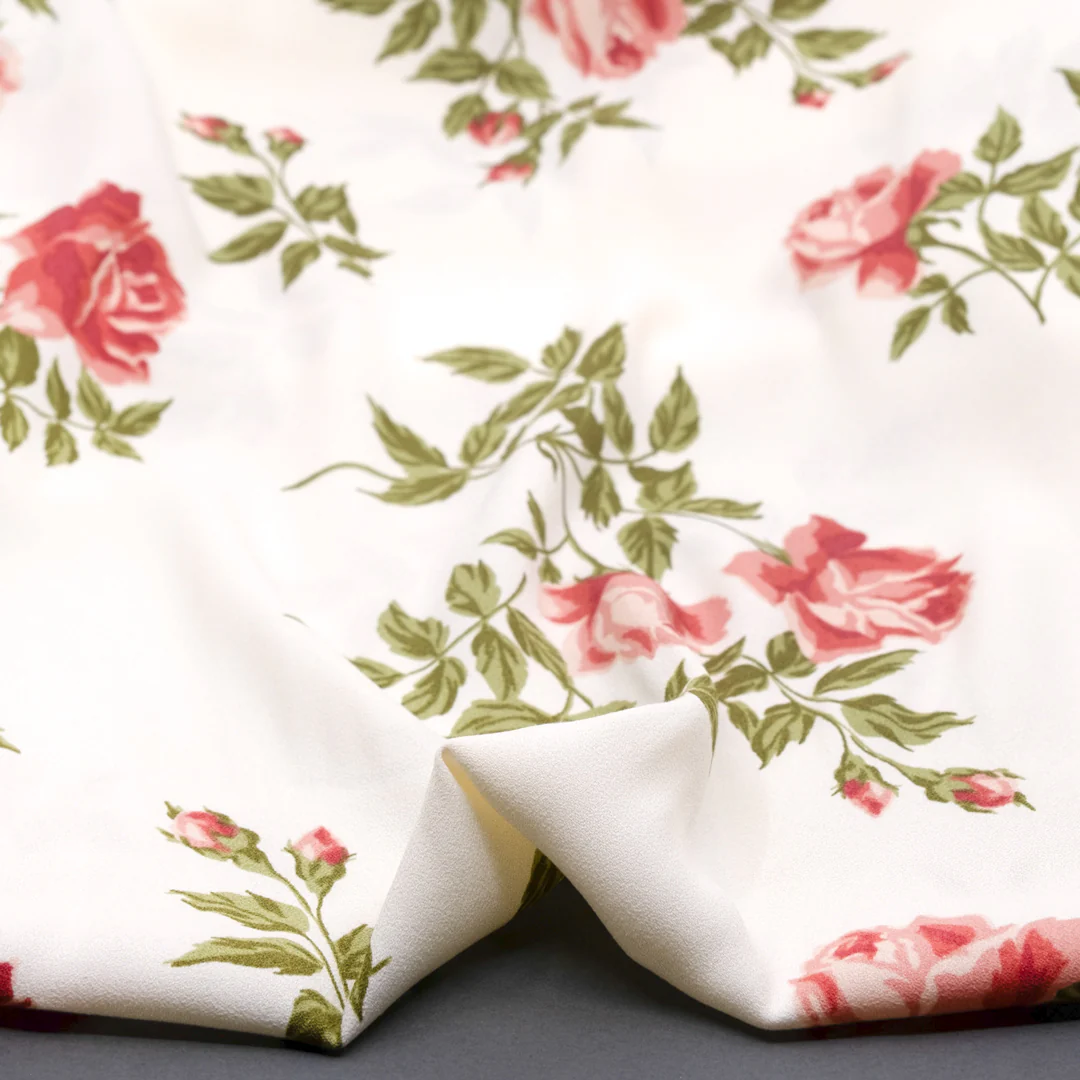 Deadstock Sonata Viscose Crepe - White/Rose - Image 2